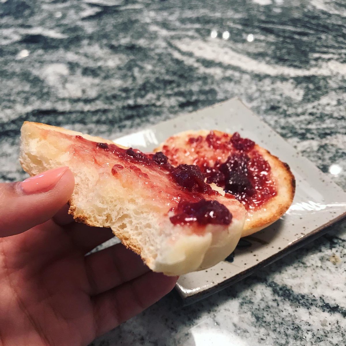 Bread #31: English Muffins. At 16-ish hours, these were a haul. And I sliced them with a knife, thus ruining my hooks and crannies! But they were tasty and a fun special project, with a unique place in my heart as my first time baking on IG live and while  #socialdistancing.