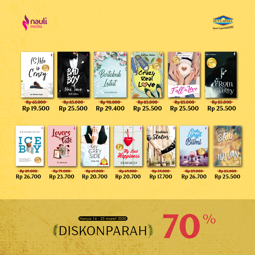 Diskon Parah Hutamedia 50% s/d 70% | 16 - 23 Maret 2020

Bisa di pesan melalui Shopee.co.id/gerobakbuku atau via WA 0813-8387-4468 (Sales Online) / 0858-8817-8611 (Arul)

#Hutamedia #Gerobakbuku #Diskonparah