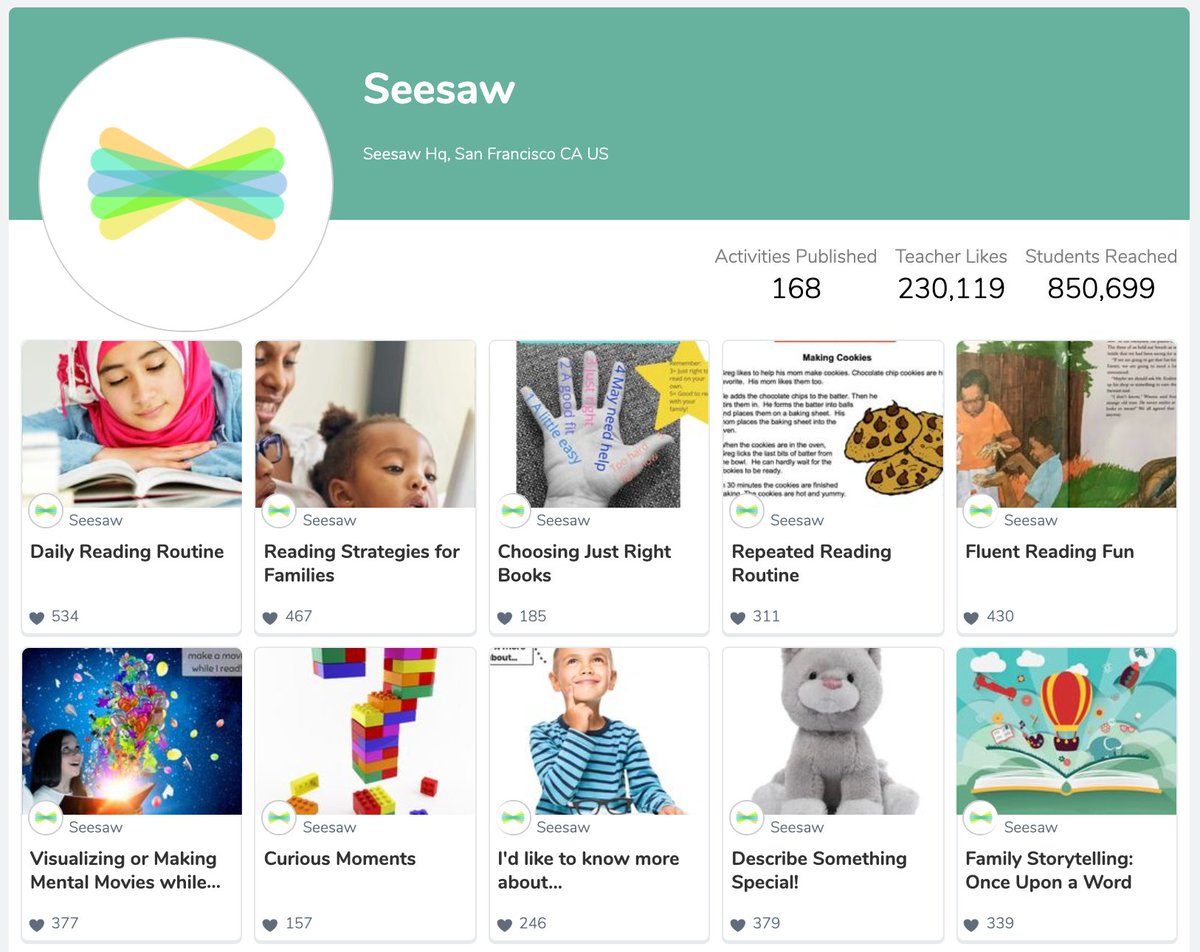 Planning remote learning experiences and routines?

This activity map is organized by grade and subject, links to ready-made Seesaw activities, and provides a description for families with limited access to tech:

Check it out: bit.ly/SeesawHomeActi…