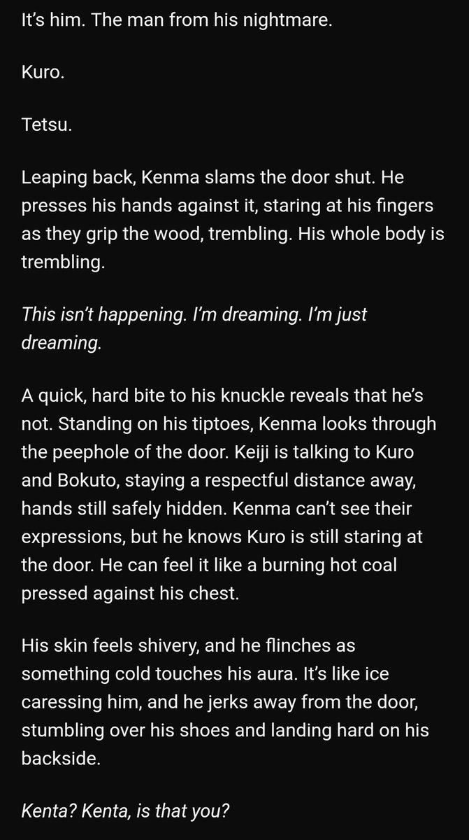 Of monsters and men by shions_heart https://archiveofourown.org/works/5478908/chapters/12660152-28/28-kuroken/iwaoi/bokuaka-more side pairings-magic au-oikawa and kuroo are demons, kenmas was kuroo's lover in a previous life-a lot happens but it's so good!!-funny and angsty-one of my faves