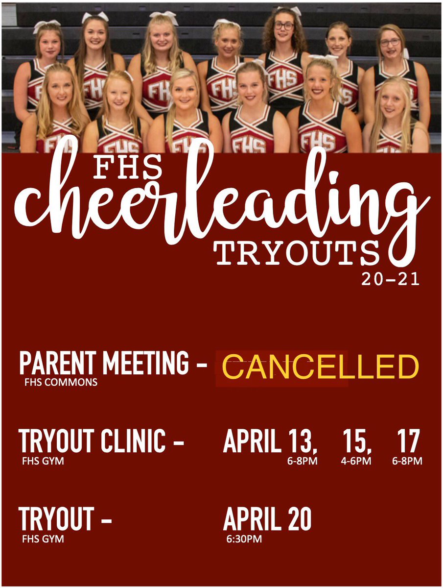 Our try-out informational meeting (scheduled for next Monday) has been CANCELLED. Please stay tuned to school announcements regarding information, including FAQs for students &amp; parents and a look at the Cheer Constitution! #JeffPride @FairburyJeffs