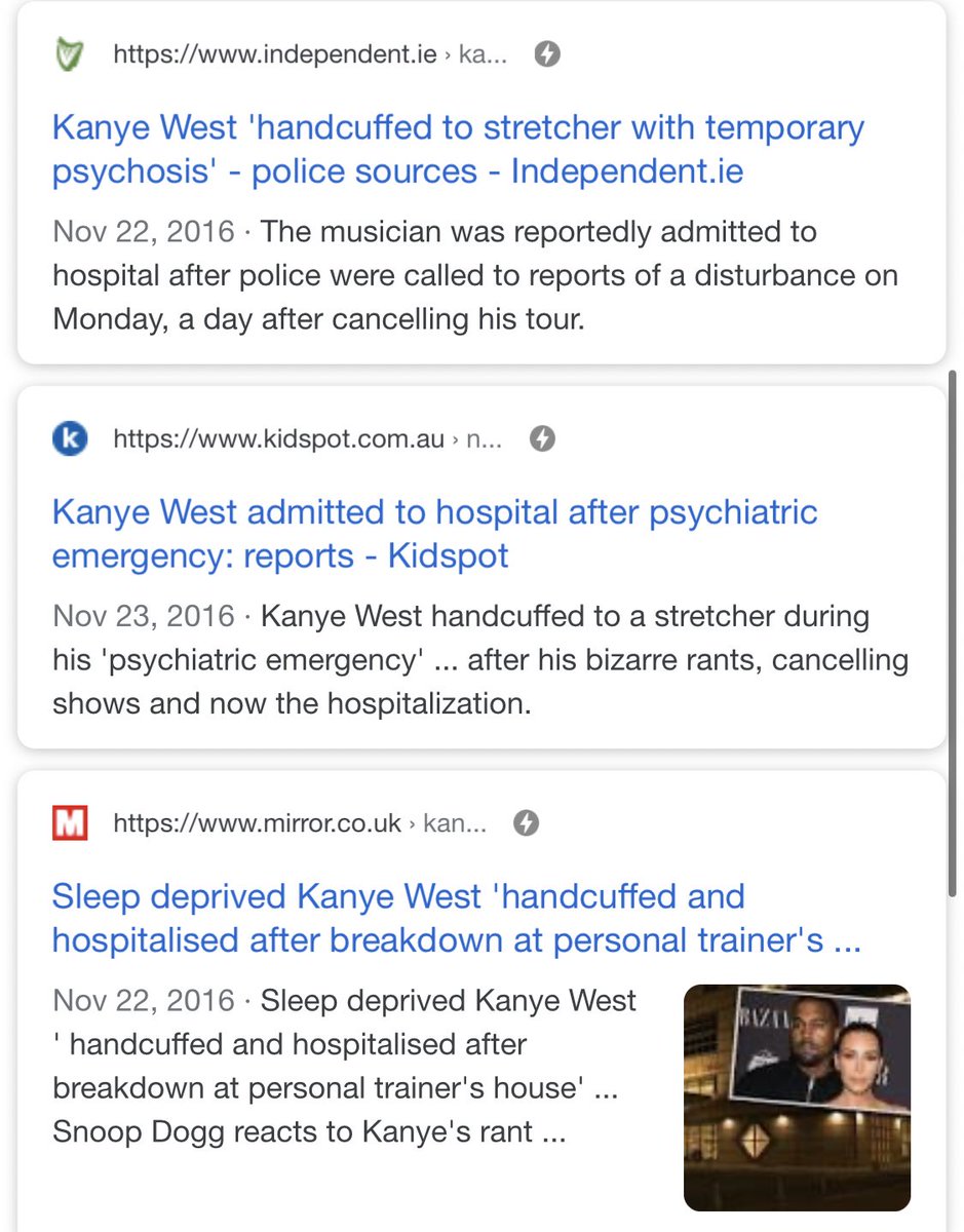 El caso aquí es que Kanye West después de su show en el concierto, terminó esposado en un hospital, para evaluación psiquiátrica.