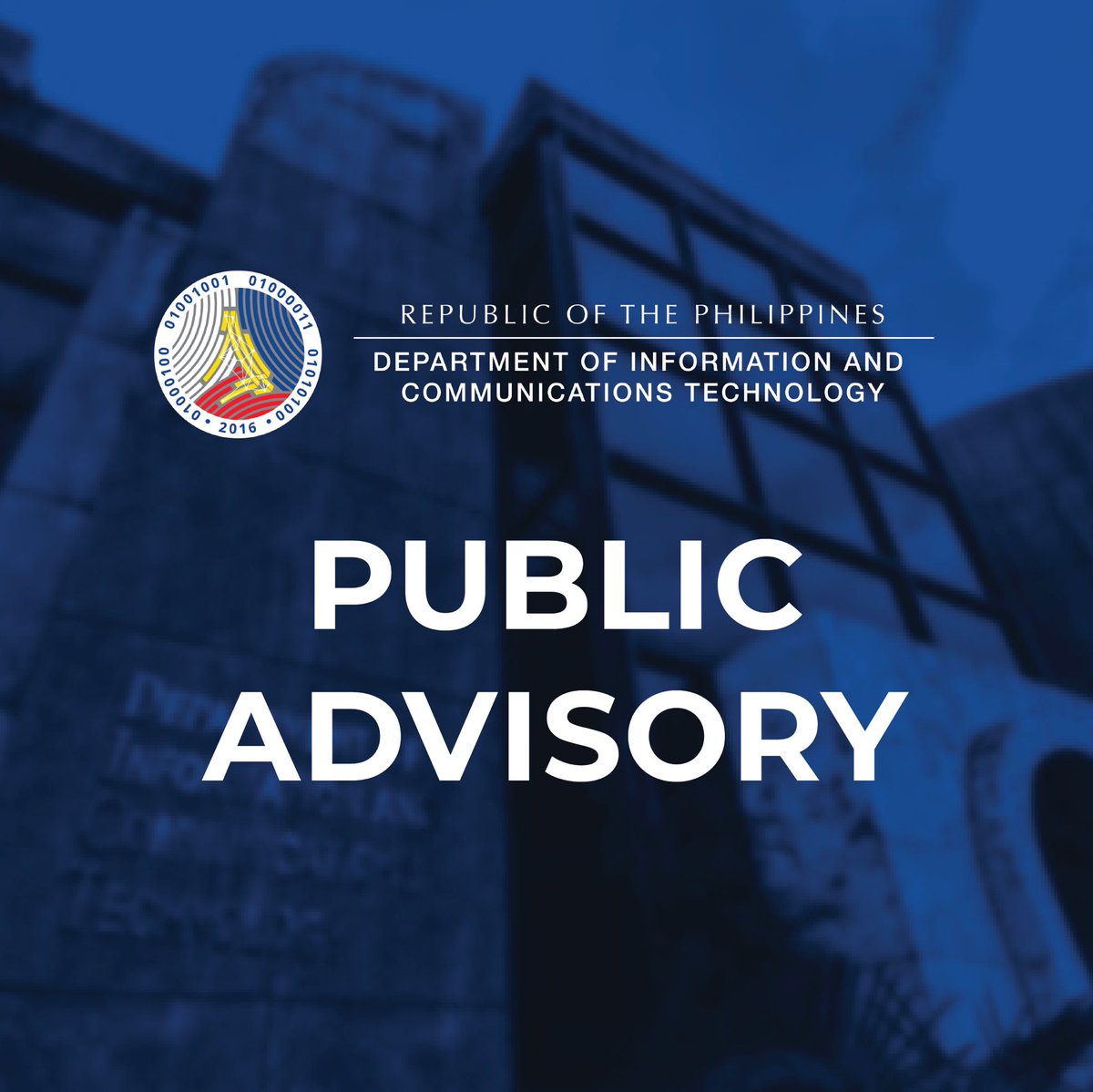 DICTgovph's tweet photo. DICT PUBLIC ADVISORY https://t.co/VEazl65DkZ