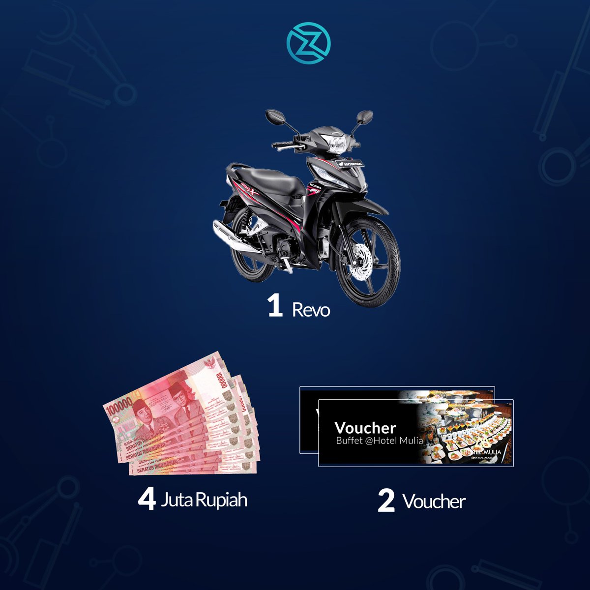 zipmexindonesia's tweet photo. Hi Zipmexians! ada event baru nih dari Zipmex Exchange! Namanya "TRADING WAR" Yuk ikutan hadiahnya ada 1 buah sepeda motor Revo uang tunai senilai 4 juta Rupiah dan 2 Voucher makan! yuk segera ikutan! https://t.co/sObguPbfzY