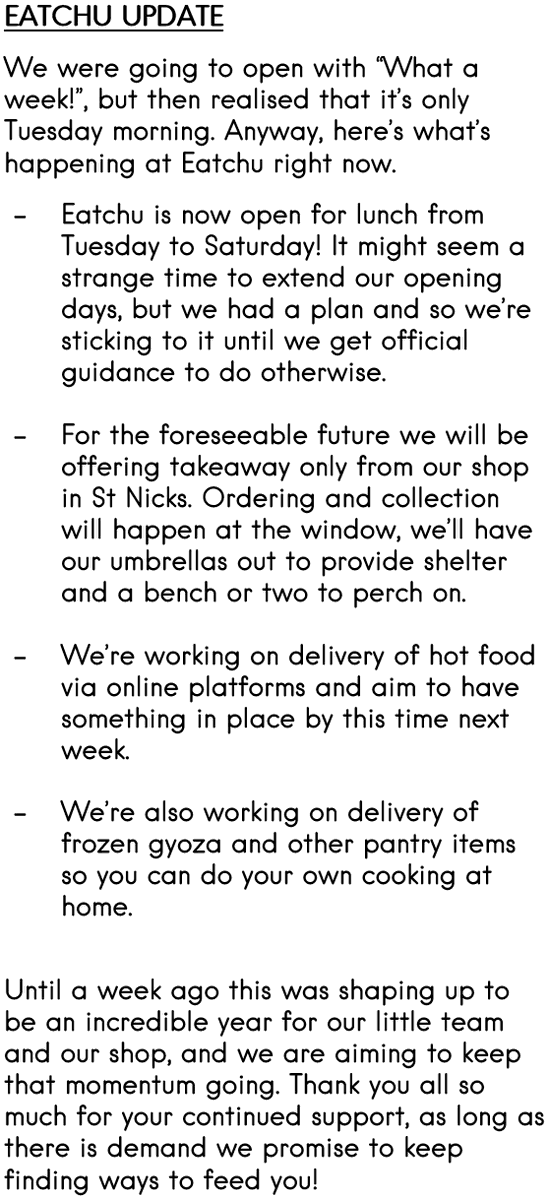 A little update on what we're up to in these interesting times x