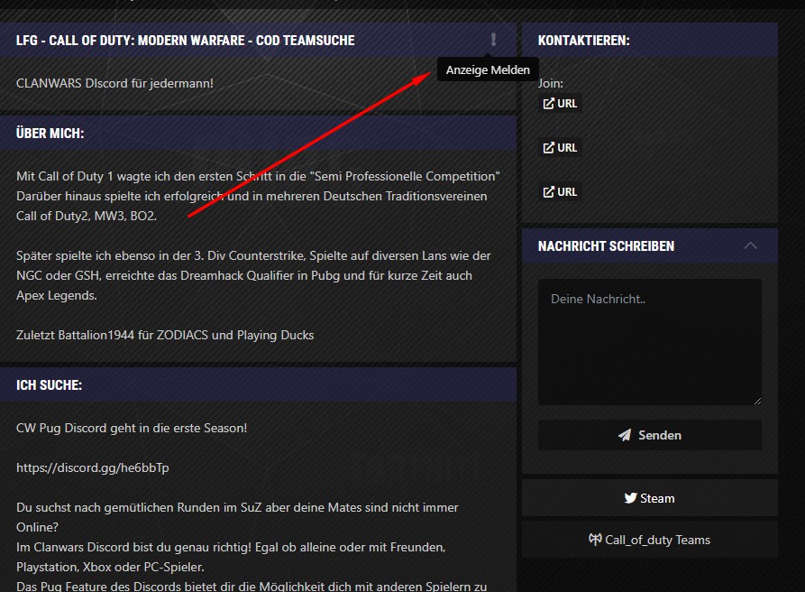 Wusstet Ihr dass man inzwischen jede Anzeige wie auch Profil melden kann?
Dazu müsstet ihr nur das Ausrufezeichen finden und drauf klicken. Sollte eure Meldung total richtig sein, gibt es auch (derzeit) nutzlose Punkte für! 
Aktuelle Punkte Info:
gamertransfer.com/gtp-info-site8…