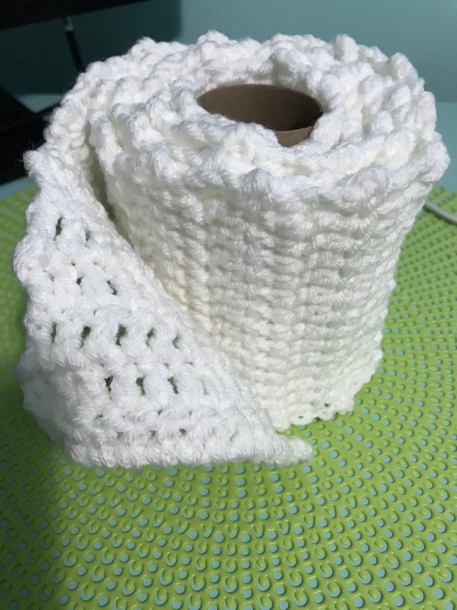 ImAddicted2Yarn's tweet photo. When all the toilet paper is sold out at your local store because of doomsday peepers. #HookerToTheRescue #CharminsCompetition #10ply #crochet https://t.co/gJCkl5YFFX