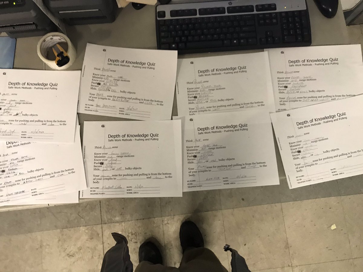 Abbotsford Center: Monday D.O.K. Test. Safe work methods pushin and pulling.