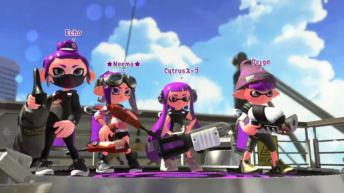Deigowo's tweet photo. The team is back!! @inkfected44 @StarryEcho1 @Neema_Dreamer @CytrusSoup #Splatoon2 #NintendoSwitch https://t.co/LdELY5tjUc