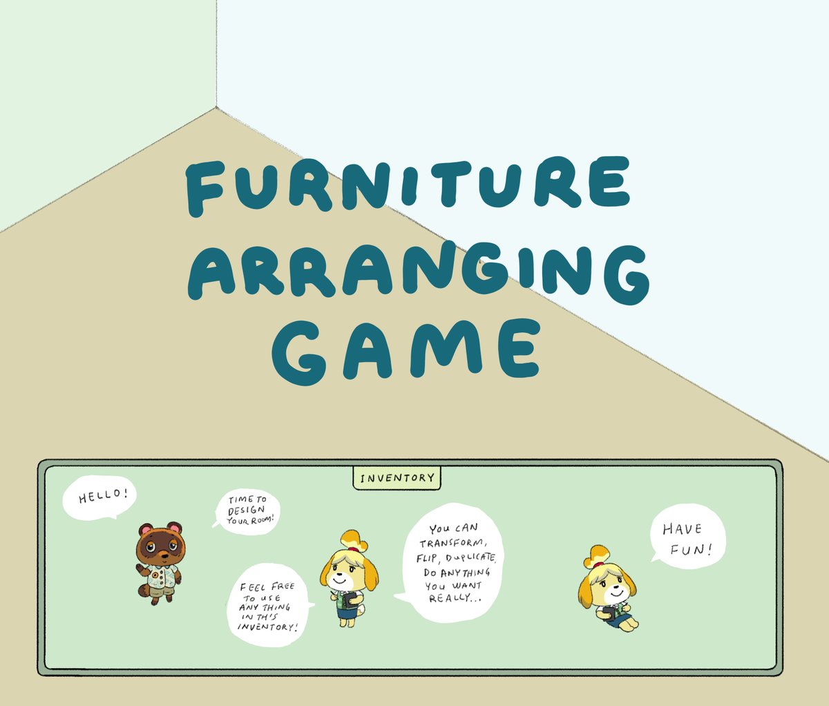 I don't have a switch for #AnimalCrossing so I made this furniture arranging game for photoshop🪑🛏️: boyasun.com/furnituregame.… please play it and send me screenshots of your room for a personalized score 😉