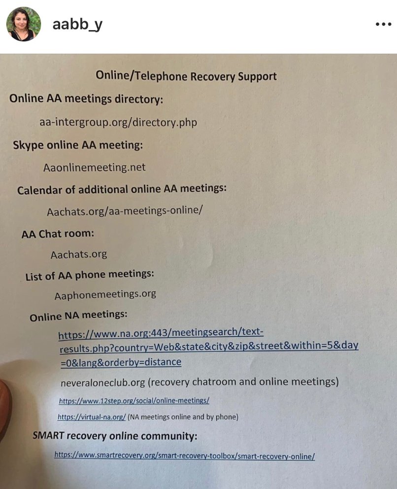 jamieloftusHELP's tweet photo. via @annahossnieh, some resources for people cut off from their meetings in the quarantine <3 solidarity 4ever https://t.co/TlaKN4L7bE
