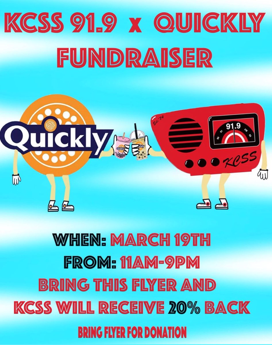 KCSS919's tweet photo. We’ll be out there with flyers so come through and support your local college radio station 🤙🏼📻 https://t.co/Te5JrsNzD6