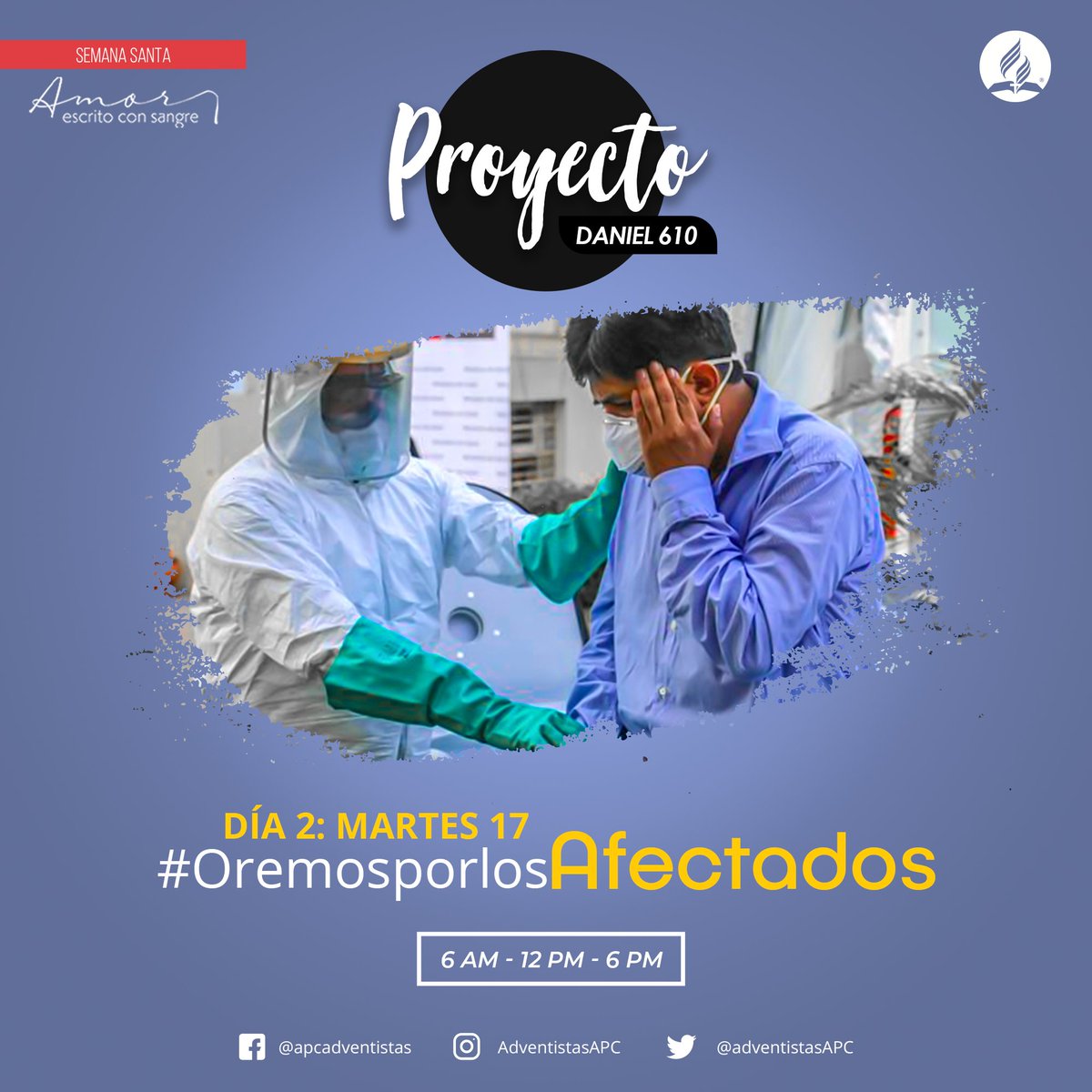 Día2- MARTES 17: #OremosporLosAfectados

✔En el #Perú 🇵🇪 muchas familias están pasando por momentos difíciles, otros están en los #hospitales 🏥 y otro grupo esperando que el virus no deteriore su salud 🏡. 

#ProyectoDaniel610 🙏
#SemanaSanta2020 
#Conecta2 🔌