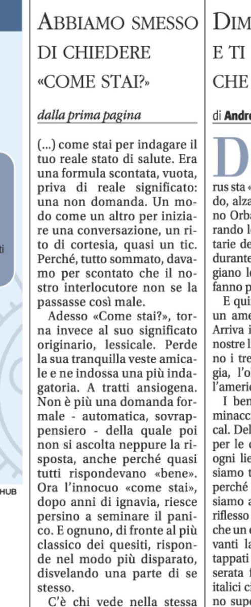marco_gervasoni's tweet photo. Grande ⁦@fmdelvigo⁩ nella sua fenomenologia dei tic durante il @#COVID2019 ora il “come stai? È diventato sospetto, ansiogeno inquisitorio ⁦@ilgiornale⁩ https://t.co/coiPKg5Jo0