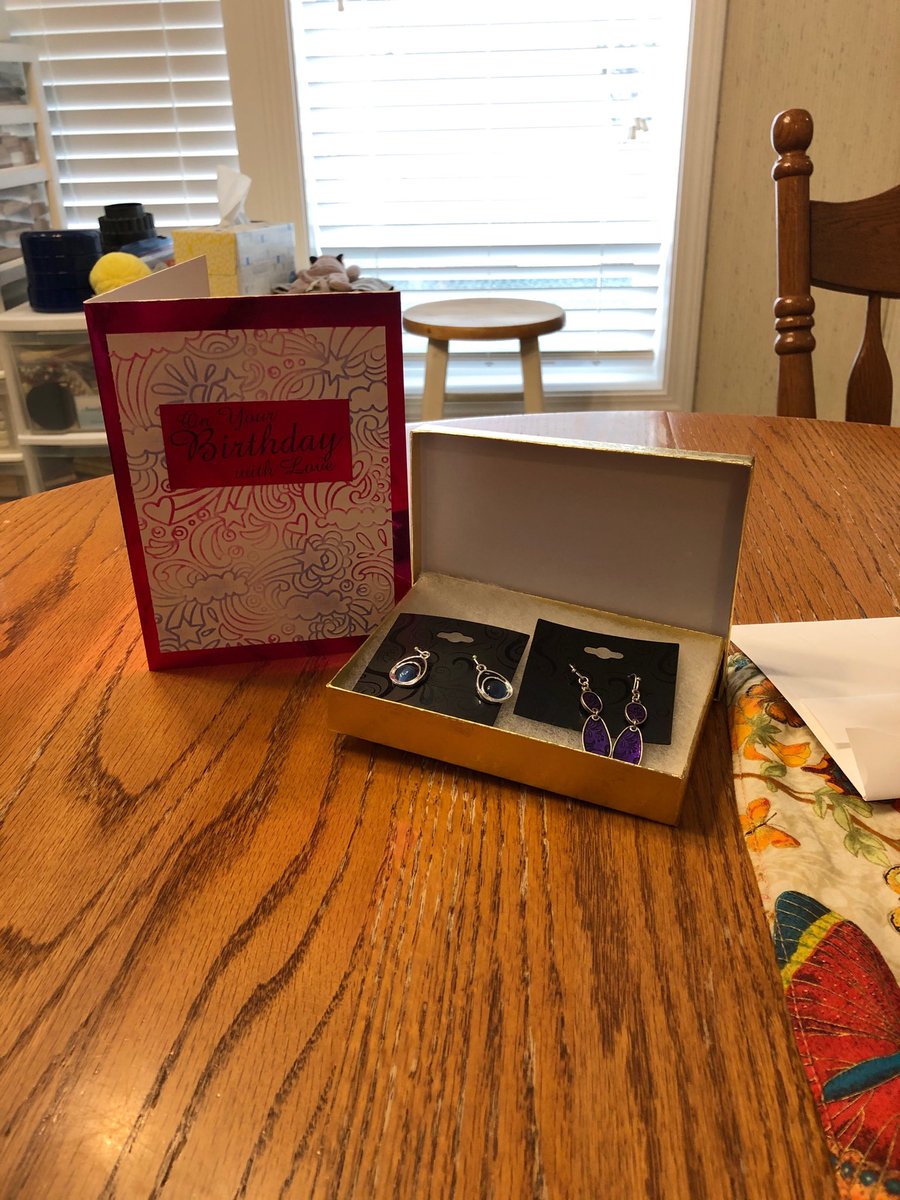Jenn_Newkirk's tweet photo. My #BirthdayStash on March 3rd. I couldn’t keep the bracelets, because the dye on the blue beads came off on my skin. Mom took them back and got the gloves, which allow me to use my mobile devices while wearing them. #CoolHuh? https://t.co/D9qDC7HlF8