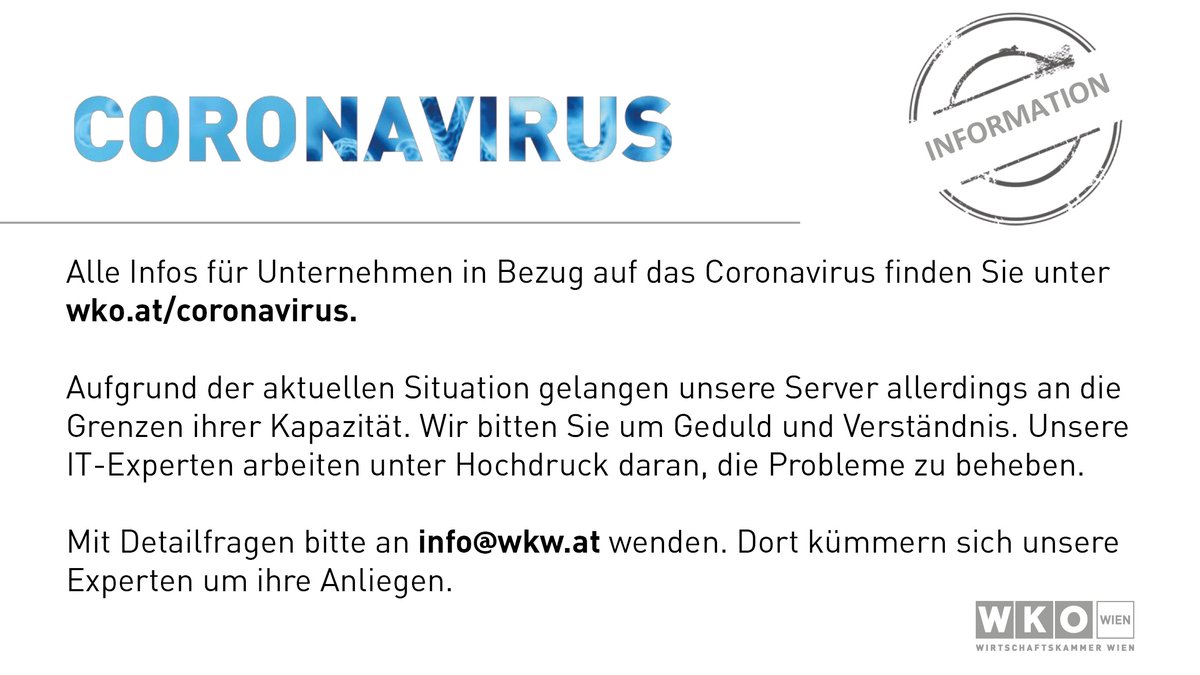 WKOwien's tweet photo. Alles Infos für Wiener Unternehmen zum Thema #Coronavirus unter ➡ https://t.co/YAcHri9gAI
Alles zum Wiener Hilfspaket für KMU/EPU unter ➡ https://t.co/xuccQYZUA0
Bei Fragen stehen unsere Experten unter 📧 info@wkw.at zur Verfügung https://t.co/3Mm1czsOSO