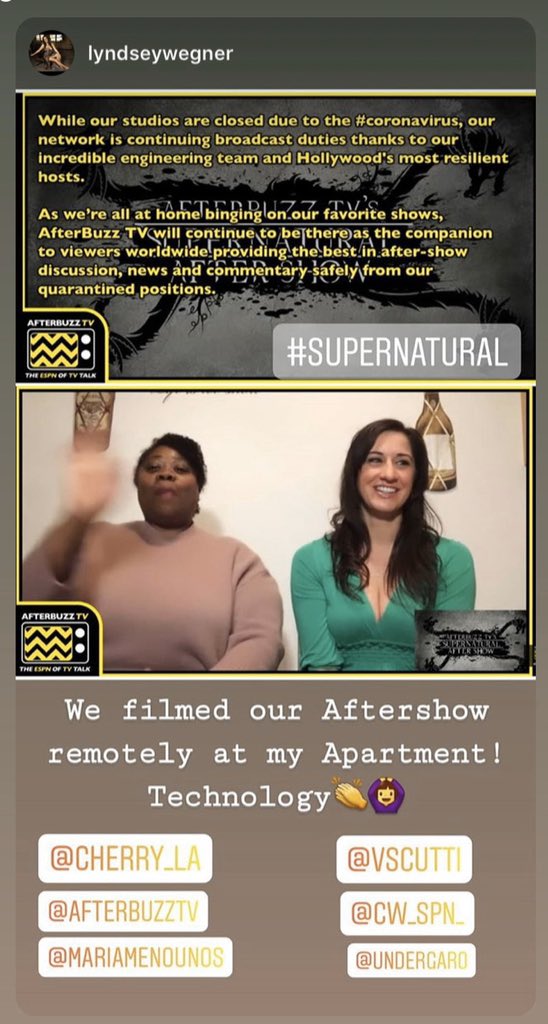 cherry_LA's tweet photo. We had a blast chatting Supernatural 'Galaxy Brain' S15 E12 remotely following #COVID2019 guidelines @LyndseyWegner apt #Cherry_LA thanks @afterbuzztv @vscutti @zoom_us #Afterbuzztv #Supernatural #SPNFamily #SPNABTV #GalaxyBrain #Zoom https://t.co/5ZBY1uo79T via @YouTube https://t.co/6X7J1hwubO