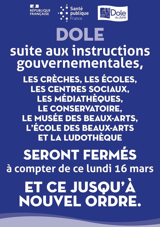 artsnumeriques's tweet photo. En application des préconisations gouvernementales, toutes les bibliothèques et médiathèques du Grand Dole sont fermées au public jusqu'au 15 avril. https://t.co/lZoGbHpkzx https://t.co/fN3M7fzzo5