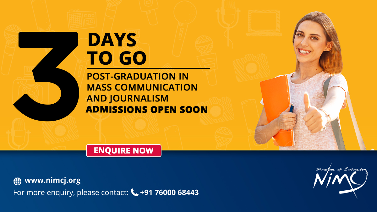 NimcjOfficial's tweet image. Only 3 days to go!
Get ready to grab your seat.
Experience The Real.
#NIMCJ #AdmissionsOpenSoon #Ahmedabad