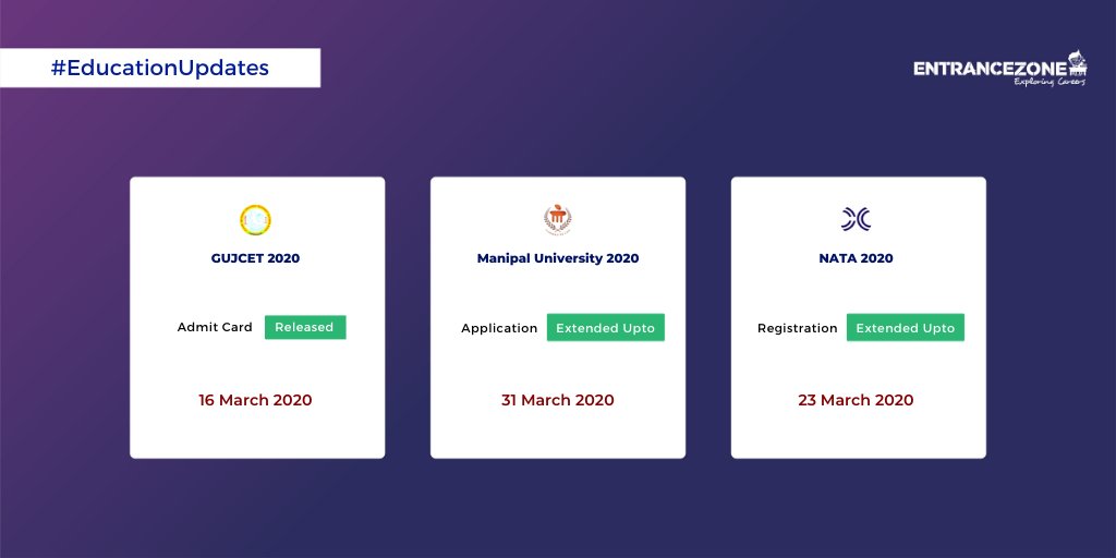 entrancezone's tweet photo. Click https://t.co/PTH4gADp4o and know more about the exam you are preparing for.
#cpeb #manipaluniversity #gseb #cgvyapam #vyapamexam #vyapamexams #nata #nata2020 #nataexam #gujcet #gujcet2020 #gsebboard #gsebexam #met2020 #cgvyapamexam #cgpet #cgppt #cgppht #entrancezone https://t.co/ny8KJw90OK
