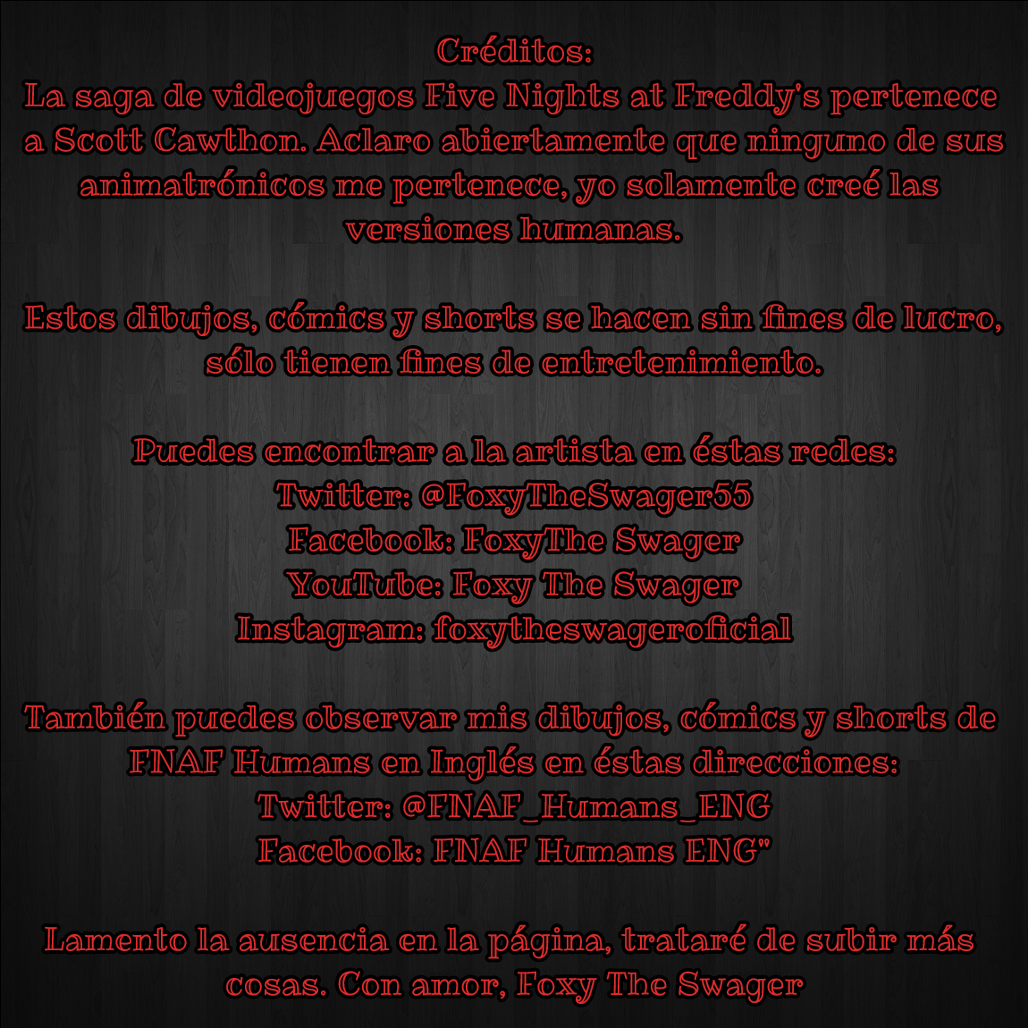 FNAF_Humans_ESP's tweet photo. No te olvides de apoyarnos y compartirnos para ampliar nuestra comunidad!

Cuenta de Scott Cawthon: @real_scawthon 

~ Foxy The Swager ✨ https://t.co/MYPBMVUsJX