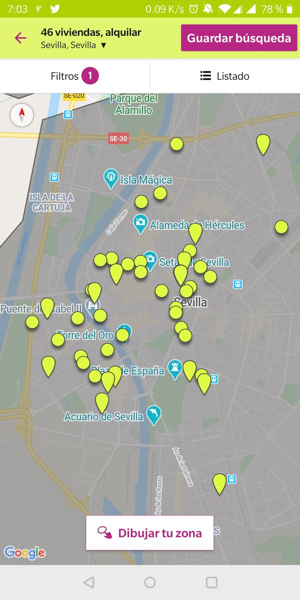 luisberraquero's tweet photo. Hay 46 viviendas nuevas en alquiler en las últimas 24 horas en Sevilla. Chorprecha! Casi todas en zonas donde los alojamientos turísticos han expulsado a población. Parece que el #COVID2019 y el #EstadoDeEmergencia revelan que el #Turismo no era la gallina de los huevos de oro. https://t.co/C73XiF5NVv