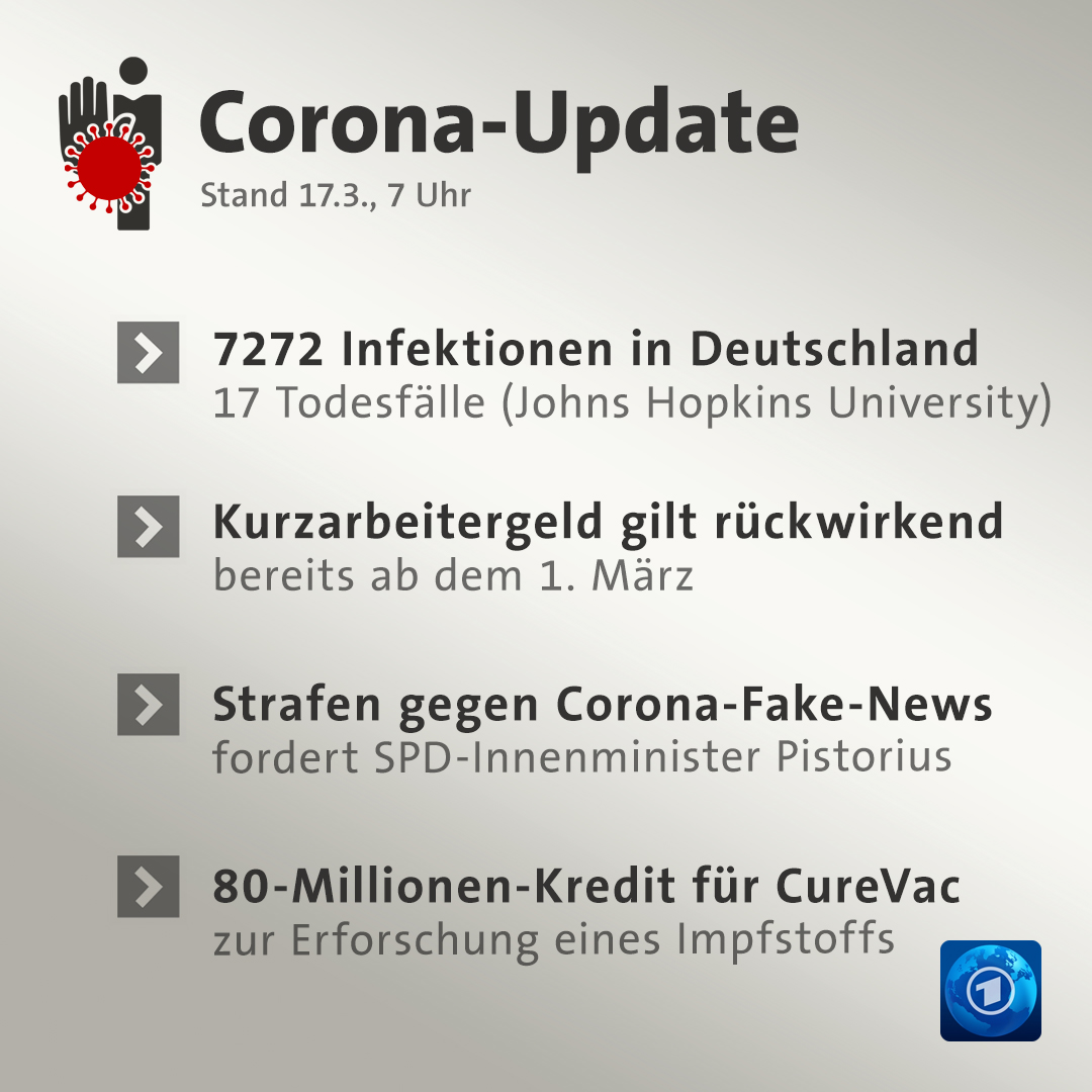 tagesschau's tweet photo. Die Lage am 17.3., 7 Uhr. #corona #coronavirus https://t.co/05KXGtkLnP