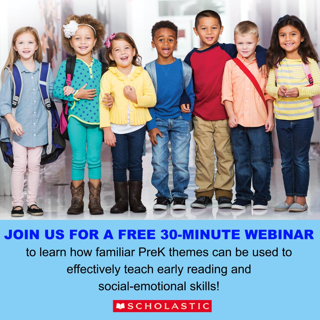 scholastic_me's tweet photo. JOIN US for a FREE 30-minute webinar to learn how familiar Pre K themes can be used to effectively teach early reading and social-emotional skills!
RSVP Today: https://t.co/p7j1ME7ATD
#EarlyChildhood #TeacherTraining #FreeTraining #EducationCurriculum #PreKCurriculum https://t.co/0YgnThC5Gm