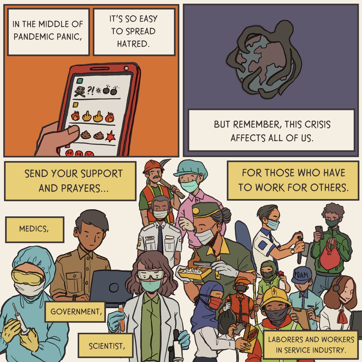 [In English]

"Above all, remember to stay human."

Inspired by tweets from @ginaSnoer, @edwardsuhadi and @emilia_ts that keep reminding us to always put humanity first in the middle of all this pandemic disaster ? 