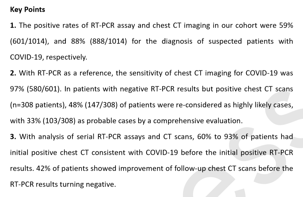 Other researchers have adopted similar mixed diagnoses methods and while receiving improved diagnostic outcomes, do not quite reach the previous levels 11/n  https://pubs.rsna.org/doi/pdf/10.1148/radiol.2020200642