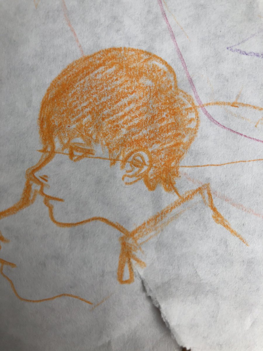 有我僚祐 イラストレーター 仕事中子供達とお絵描きした時に描いた 横顔描くの好き にんまり イラスト ラクガキ