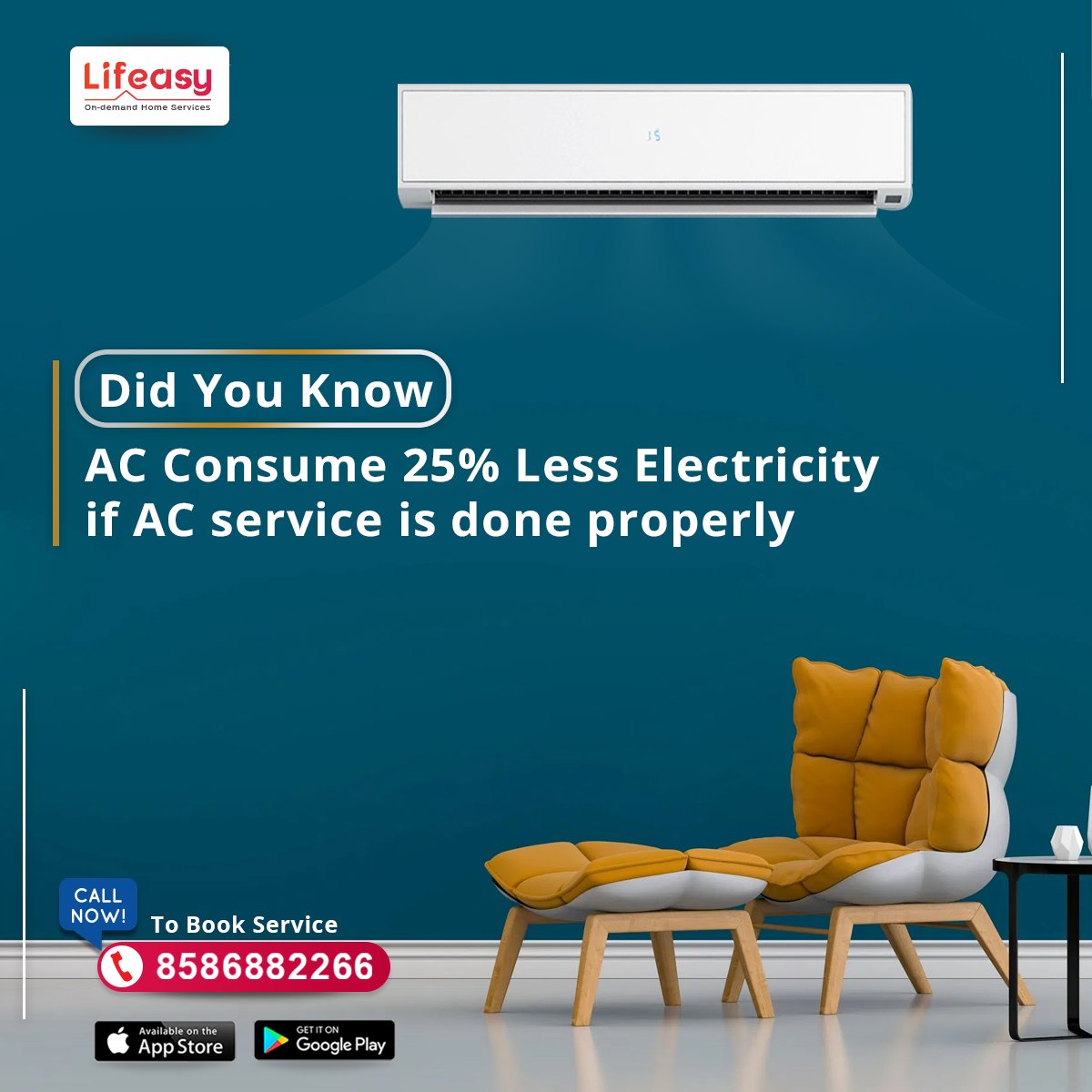 lifeasyin's tweet photo. Take first step to save Electricity, Book AC servicing now with Lifeasy.
To book Service, Call 8586882266 or visit @ https://t.co/t0m3xMZPZ2

#ACRepair #acinstalaltion https://t.co/x4j52BpSDh