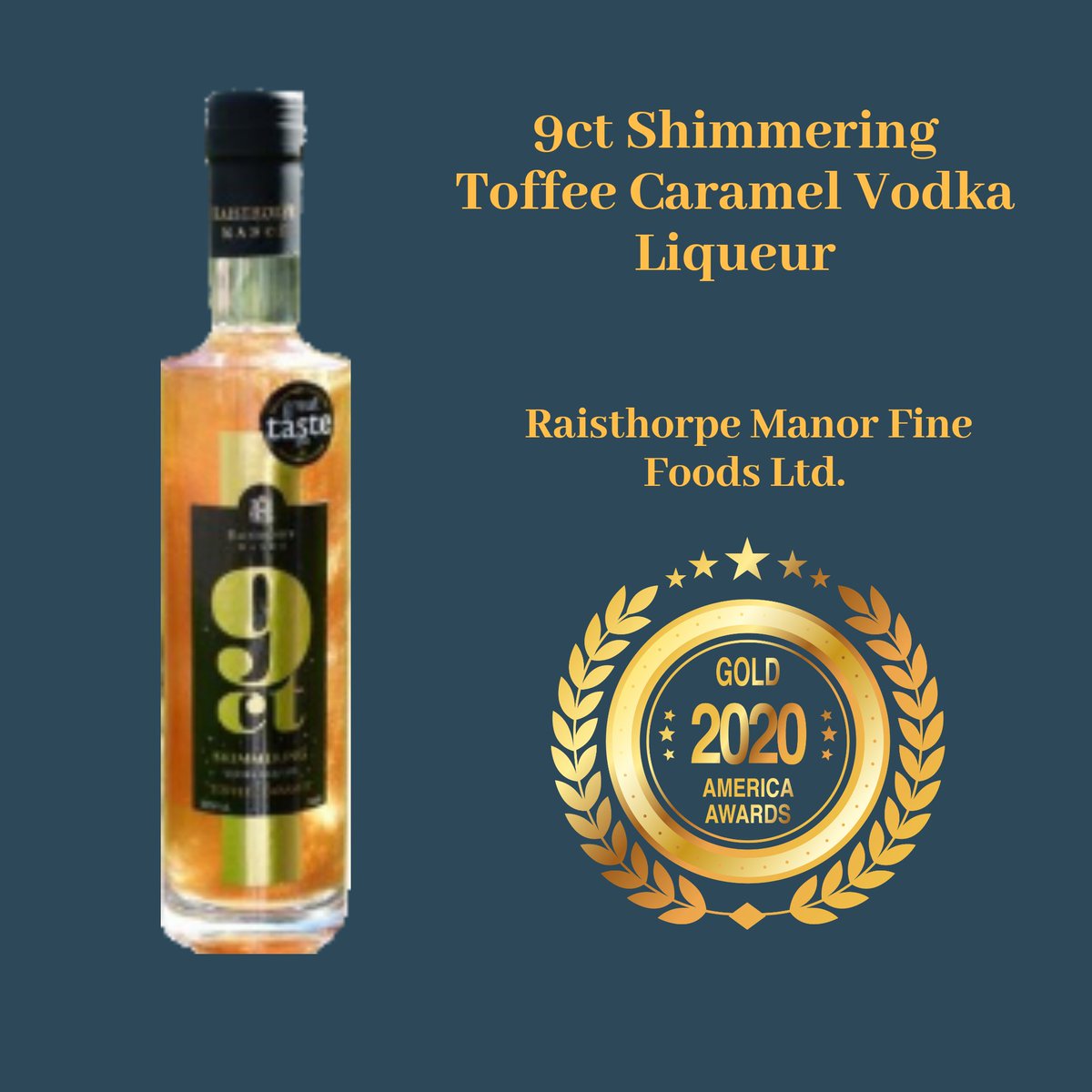 AmericaWinesP's tweet photo. Congratulations to @raisthorpemanor for receiving a Gold Award in America Wines Awards 2020 for their 9ct Shimmering Toffee Caramel Vodka Liqueur awarded by America Wines Paper.

#RaisthorpeManorFineFoods #Vodka #Liqueur #Spirits #SpiritsCompetition #AmericaWinesPaper https://t.co/lwJgkL4mKO