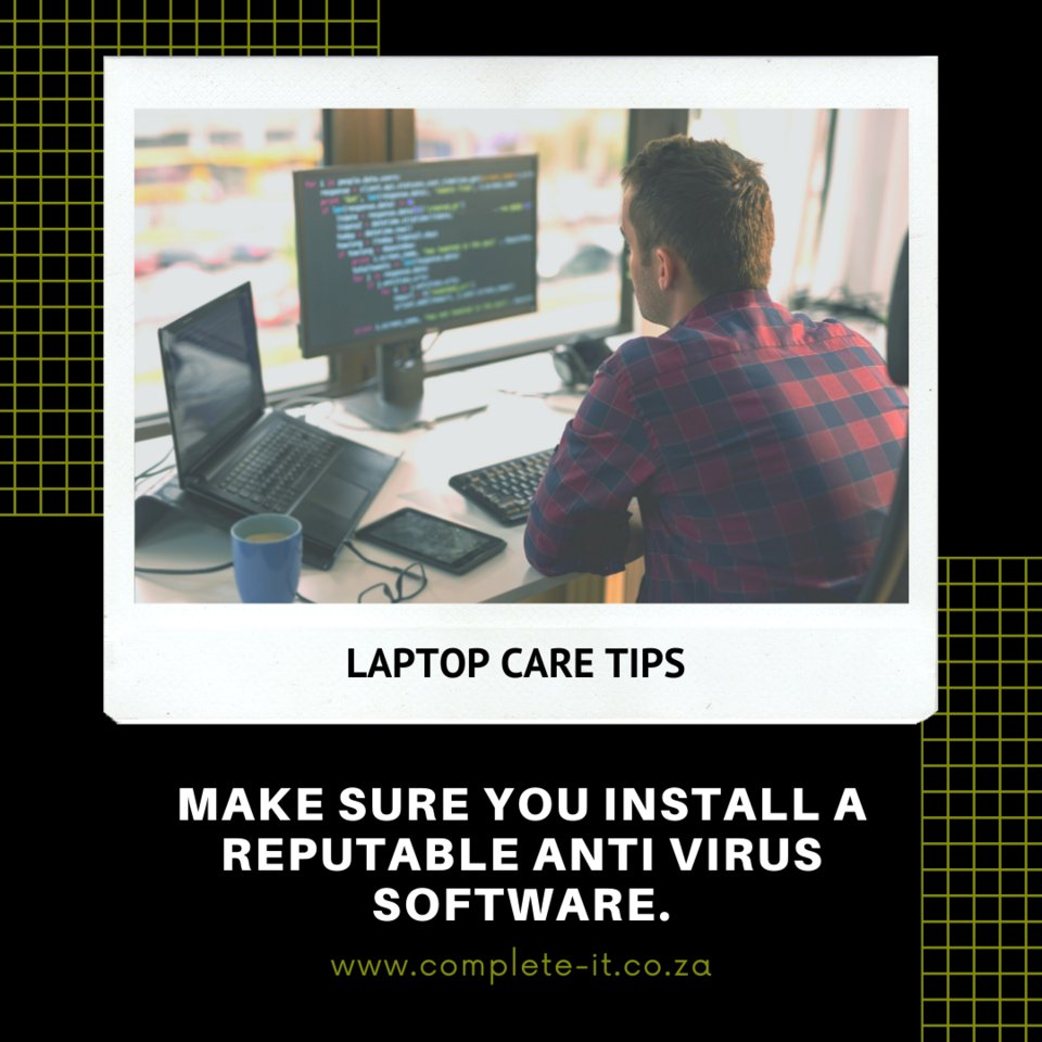 CompleteITCT's tweet image. Make sure you install a reputable anti-virus software - come and chat to us if you're unsure of which one to go with.
complete-it.co.za

#Completelyrefurbishedlaptops #completeit #completecomputers #completeservice #completerepairs #completedatarecovery