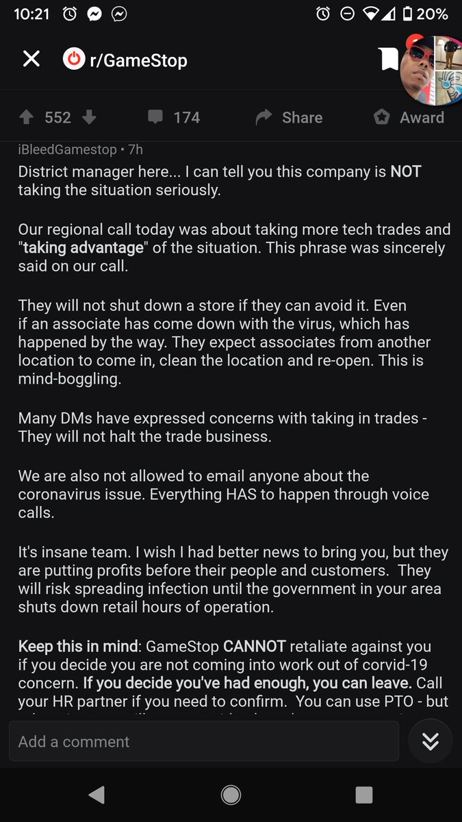 Solo_tha_Great's tweet image. Just remember if u work for GameStop ur still at risk of catching the virus.... or u can quit ur job... #gamestop #CoronavirusOutbreak