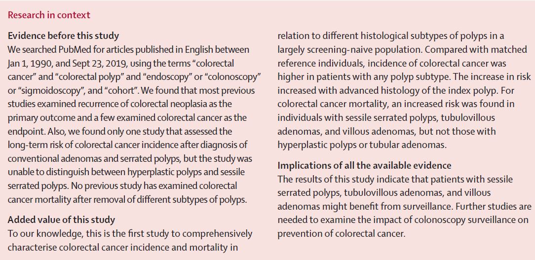 LancetGastroHep's tweet image. New Research - Risk of #colorectalcancer incidence and mortality after #polypectomy: a Swedish record-linkage study - thelancet.com/journals/langa… #crcsm
