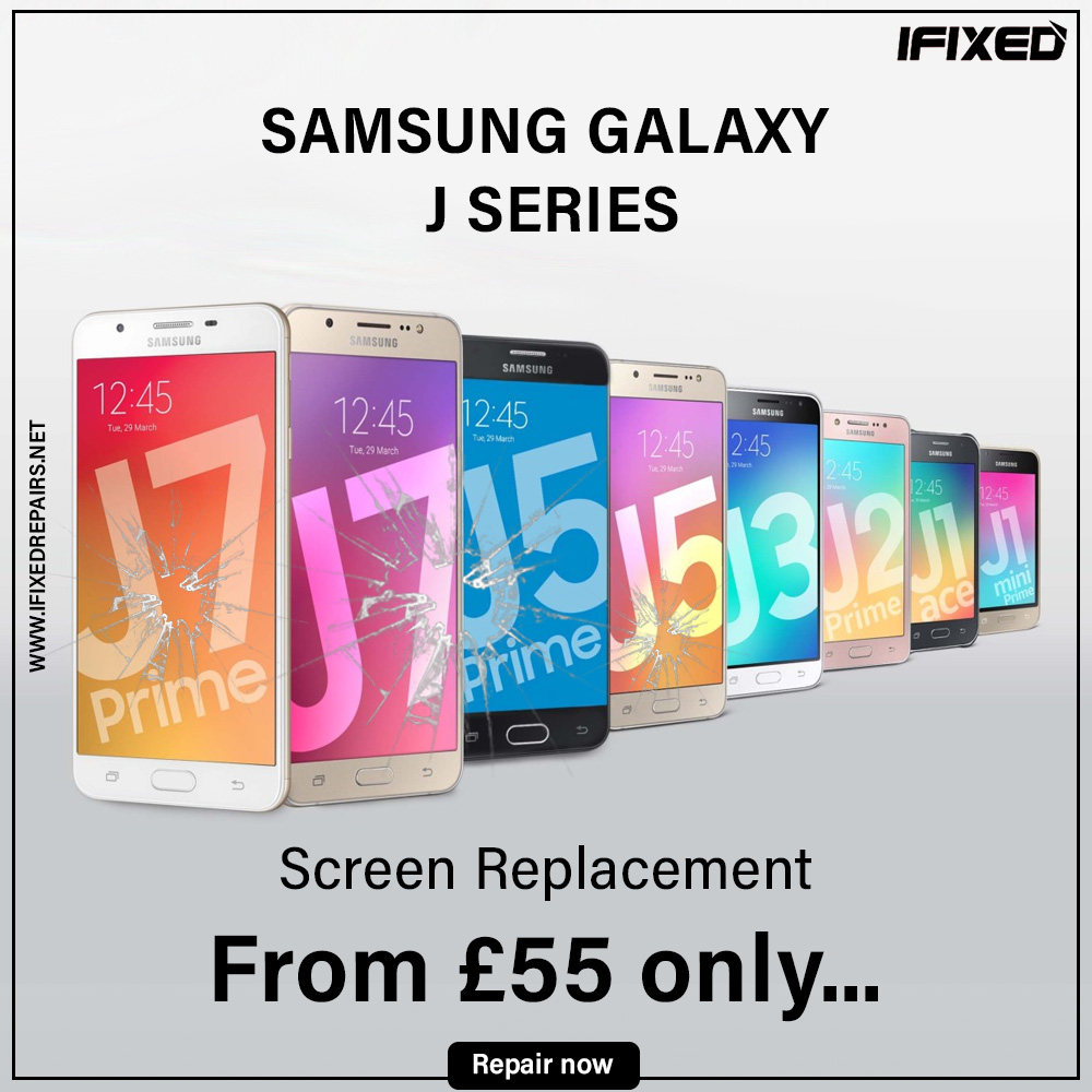 Samsung Galaxy J Series screen replacement service available at ifixed! From £55 only. Repair Now! Log on to ifixedrepairs.net for more information. Contact us-01707707273⠀ #ifixedrepairs #iphone #apple #samsung #screenreplacement #samsunggalaxy #SamsungJ2 #SamsungJ5