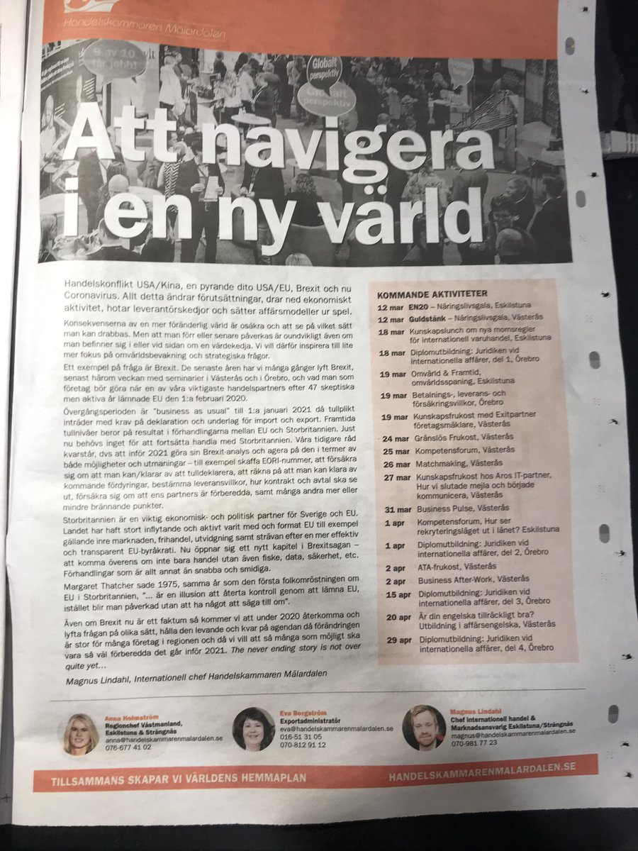 . ⁦<a href="/ekuriren/">Eskilstuna-Kuriren</a>⁩ näringslivsbilaga Affärsliv finns nu att konsumera! Som vanligt snyggt paketerat av  ⁦<a href="/JSorbe/">Joachim Sorbe</a>⁩ et al! Vi på ⁦<a href="/hkmalardalen/">Handelskammaren Mäla</a>⁩ har som vanligt fyllt sista sidan med en krönika o alla kommande aktiviteter. God läsning!