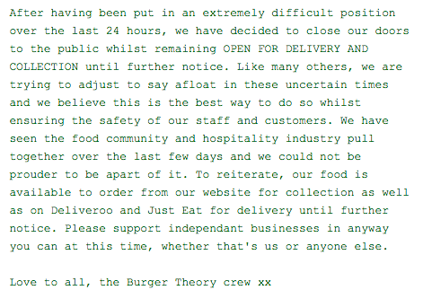 Update - We are closing our doors to the public whilst remaining open for delivery and collection, please read below x