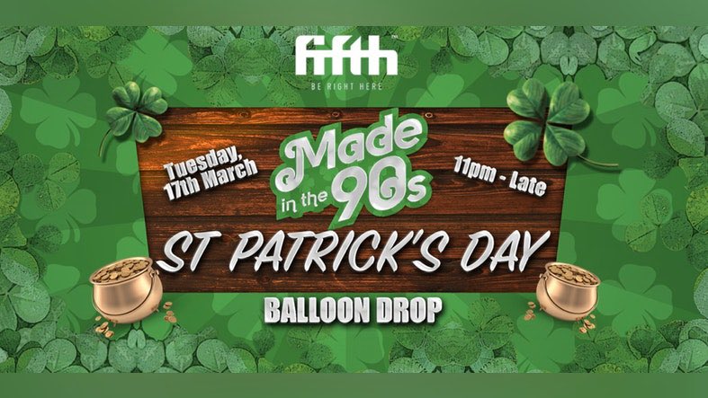 ☘️St Patrick’s day🍀

⚠️TONIGHT!!⚠️

‼️Tickets are selling FAST‼️
🍻90p drinks ALL night🍻
🎈Balloon drop🎈
⏰11pm - 4am⏰
💸£1 entry💸
⚡️Two rooms of music⚡️
🎵90s &amp; 00’s classics🎵

🌈Don’t miss out, get your ticket NOW to get queue jump🌈

fatsoma.com/fifthmancheste…