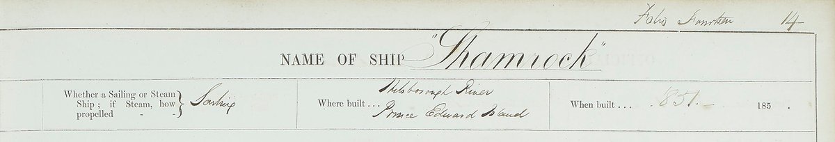 CumbriaArchives's tweet photo. Celebrate #St PatricksDay with #CarlisleArchives, with a shipping register from #maryportharbour. The Shamrock had brigantine rigging & was built in 1851 at #PrinceEdwardIsland. It was lost on #RobinRigg sandbank on 21 June 1866. Ref TSR/1/384 @explorearchives ☘️ https://t.co/ZnzJZC1RLM