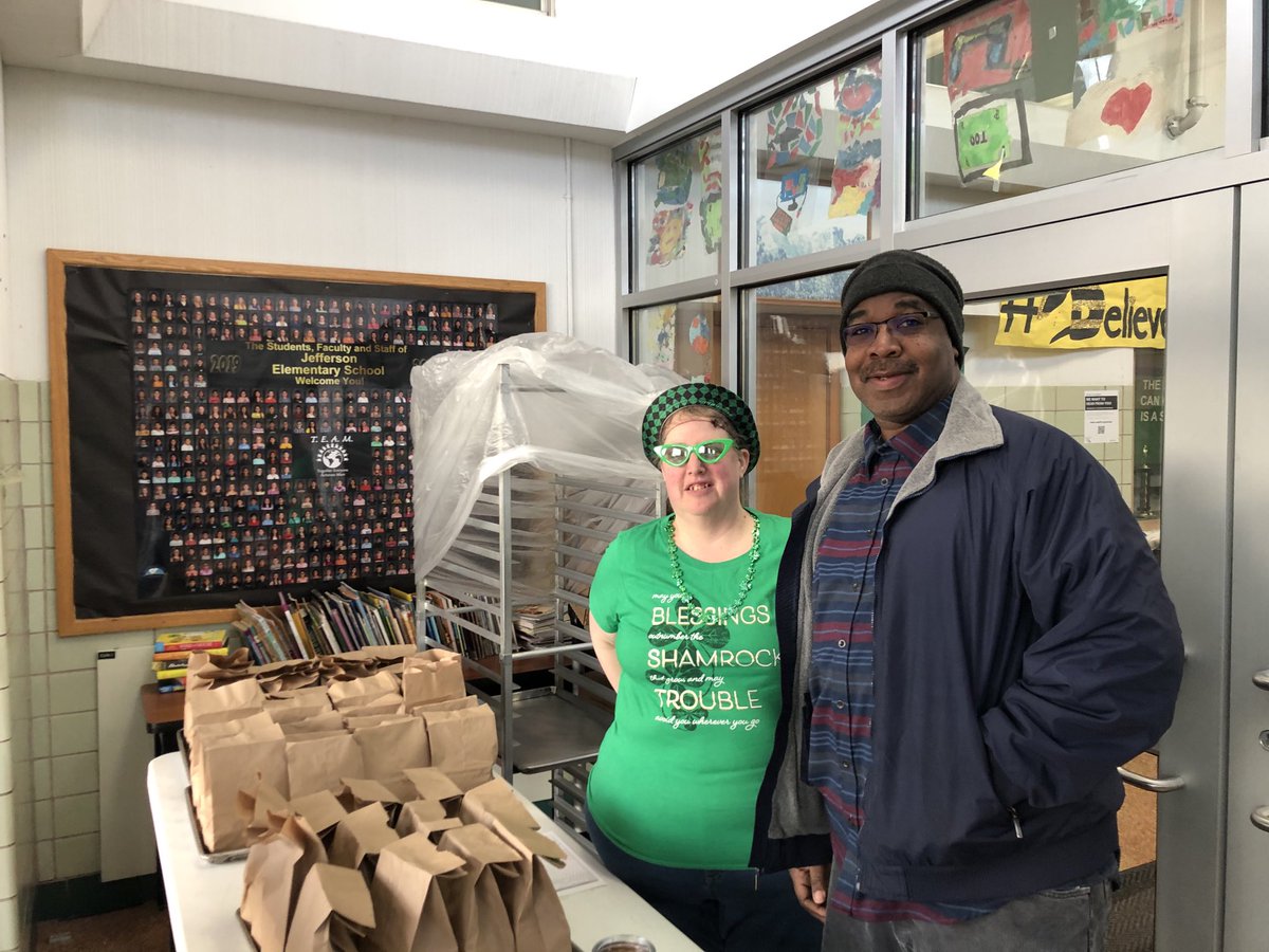 Hugo asked if we could serve breakfast &amp; lunch at Jefferson too. Kevin said “No problem!”   Warmed my heart to see a little guy walking home by himself near here already eating the yummy contents of the bag. Thanks for stepping up ⁦⁦<a href="/Aramark/">Aramark Corporation</a>⁩  We value your partnership.