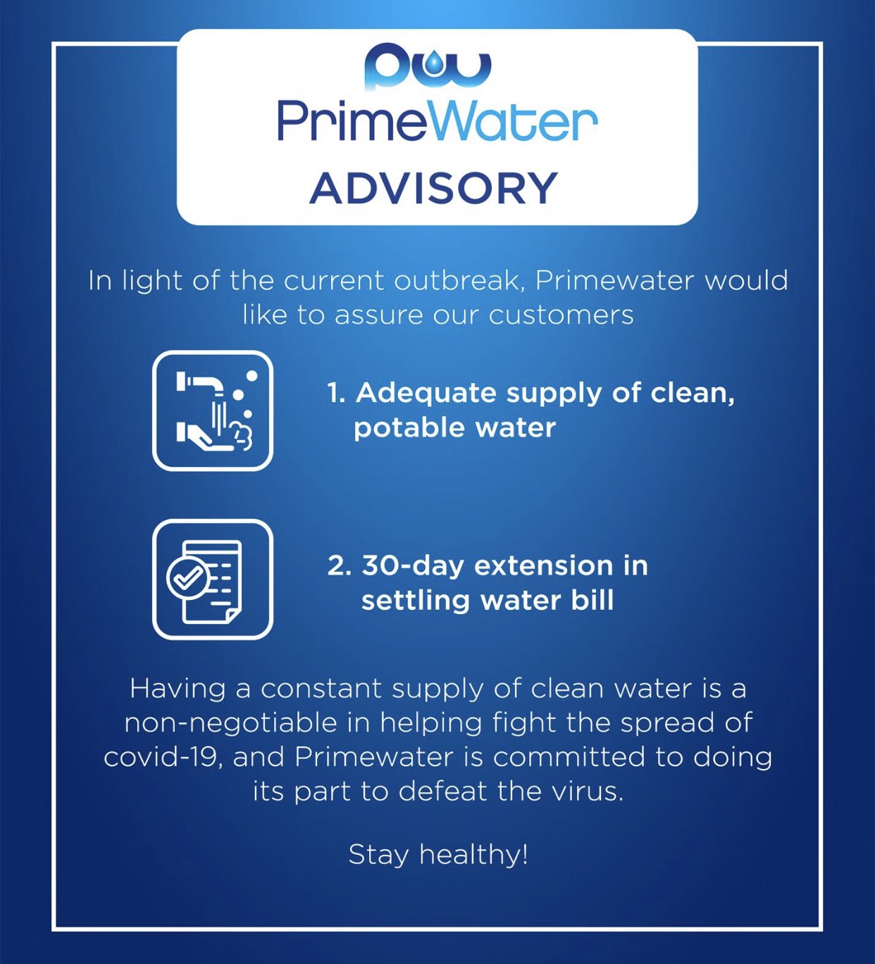 Prime water payment outlet