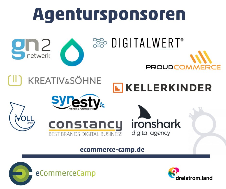ecomcamp's tweet photo. DANKE an all unsere Agentursponsoren! 💚🎊
Ohne euch wäre das #eCommerceCamp nicht möglich!

Danke an die Voll GmbH, Kreativ &amp; Söhne, @ConstancyGmbh, @gn2_netwerk, @1drop, @digitalwert, @kellerkinderDE, @synesty, @ironsharkgmbh, @proudcommerce. #eccj20 https://t.co/UlpHg5MOSq