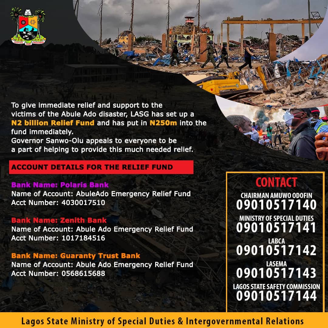 followlasg's tweet photo. Abule Ado Relief Fund
#MinistryofspecialdutiesandintergovernmentalRelations
#LABCA
#LASEMA
#Lagossafetycommission
#LASG
#ForAGreaterLagos https://t.co/HH3qc6OVHg