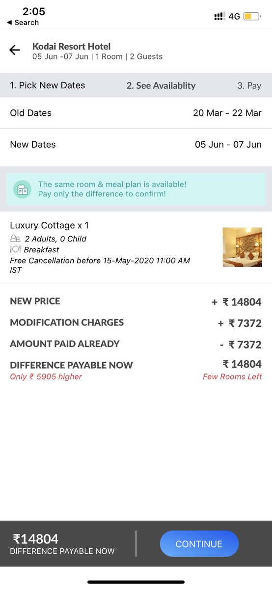 speducates's tweet photo. #MakeMyTripCustomerCare @makemytrip why am I being charged 100% fine for cancelling a booking? I can’t modify the date without paying additional 2X of booking amt. Hotel and customer care are not responding. #Cheat #MMT #coronavirusindia #Coronaindia #CoronavirusOutbreak https://t.co/MGwjBaQlXN