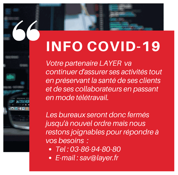 Layer_fr's tweet photo. Votre partenaire LAYER  va continuer d'assurer ses activités tout en préservant la santé de ses clients et de ses collaborateurs en passant en mode télétravail. Prenez soin de vous. https://t.co/8CmZBrCQbi