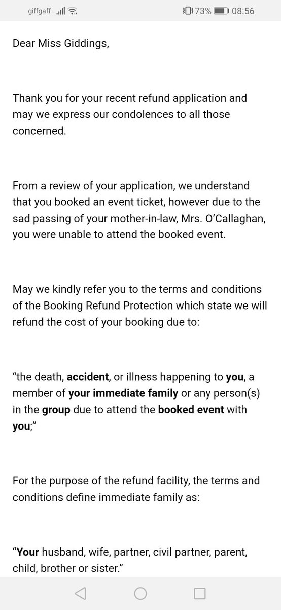 RandyRinah's tweet photo. My Mother-in-law passed away and they refuse to refund me for an event that I couldn't attend. Never using #TicketPlan again. https://t.co/wgYFMSohrf