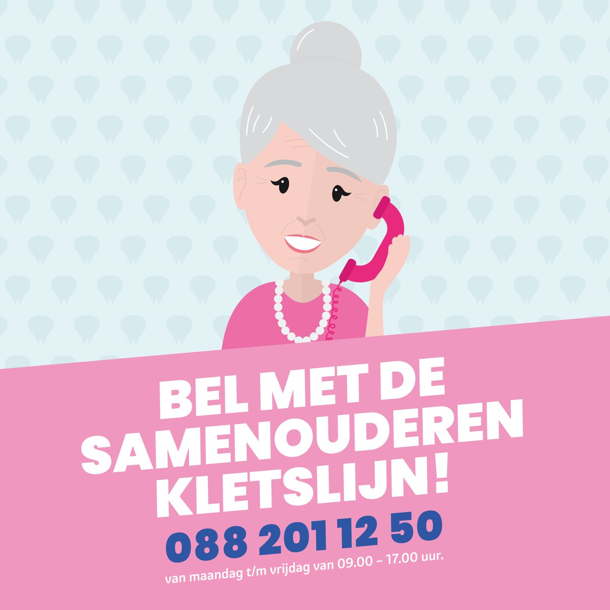 Speciaal voor Zwolse ouderen openen we vandaag de SamenOuderen Kletslijn. Op 088-2011250 zitten kletsmajoors klaar met een luisterend oor of voor een gezellig praatje. Om sociaal isolement te voorkomen blijven we graag in contact. Plz Retweet!
Info op: bit.ly/2TTCQyy