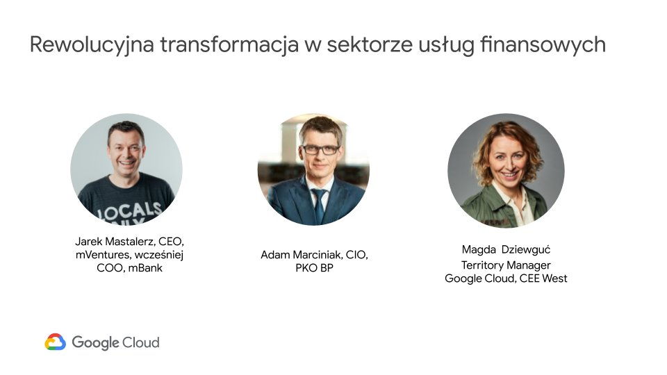 GoogleCloud_PL's tweet photo. Czy dołączyłeś już do nas?💻 Wysłuchaliśmy właśnie wystąpień najbardziej innowacyjnych CIO w Polsce, mówiących o tym, jak wykorzystać możliwości chmurowe. Dziękujemy @PKOBP i mBank👋#GoogleCloudPoland https://t.co/5DwqqkuEi2 https://t.co/RwtJpdVeXi